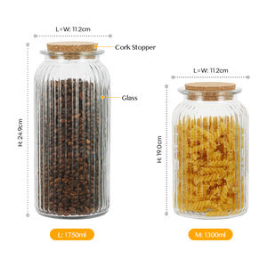 Récipients en verre de stockage des aliments en vrac bocaux nervurés présentation liège verser couvercle maison joint hermétique pour garde-manger de cuisine - Product Image 4