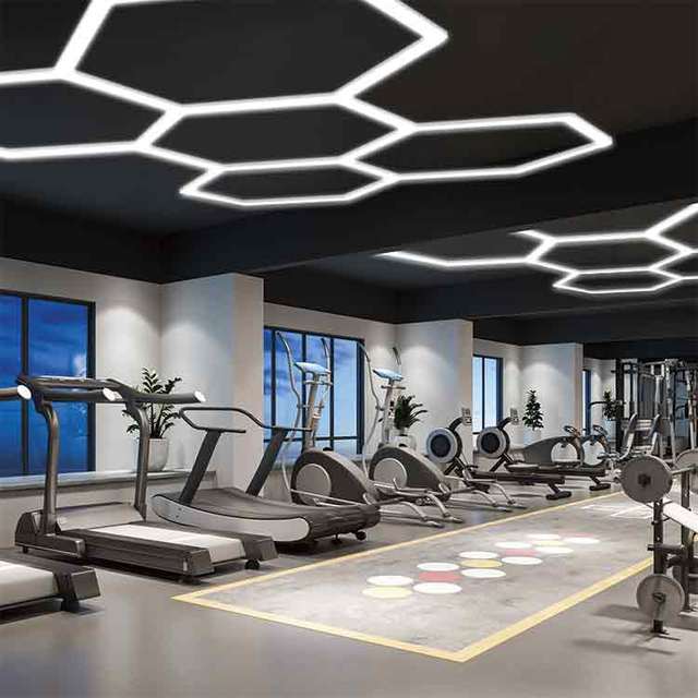 Super Bright 250W LED Hexagon Garage Lights 25000LM 5 Grid Ceiling LED Tube Car Detailing Parking Garage Luminaires Workshop