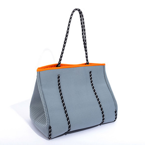 Sacs à main en néoprène perforé, sac personnalisé avec votre propre Logo, pour le Shopping, grande capacité pour femmes, fourre-tout à bandoulière, de plage, vente en gros, - Product Image 1