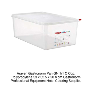 Contenedor de Alimentos de Polipropileno GN 1/1, 53 × 32.5 × 20 cm (alto), con Tapa, -40/+95 °C ° C Araven - Product Image 2