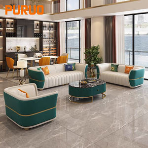 PURUO <span class=keywords><strong>Royal</strong></span> Villa canapés italiens canapé de luxe salon <span class=keywords><strong>suite</strong></span> en cuir véritable canapé sectionnel ensemble de meubles de salon canapé <span class=keywords><strong>3</strong></span> places - Product Image 3