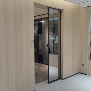 미니멀리즘 스타일 알루미늄 슬라이딩 유리 문 침실 보관소 인테리어 파티션 문
