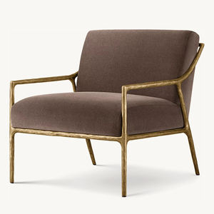 अमेरिकन मॉडर्न लिविंग रूम फर्नीचर सिंगल सोफा व्हाइट टेडी चेयर सोफा गोल्ड मेटल फ्रेम कॉपर लीजर एक्सेंट आर्म चेयर - Product Image 6