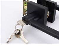 Poignée de porte intérieure Lisbon, noir mat, réversible, avec bouton-poussoir sans clé, pour salle de bain et chambre, garantie à vie