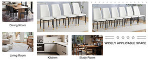 Chaise de salle à manger blanche de luxe moderne avec dossier capitonné à cannelures verticales et structure en métal noir et or pour hôtel, maison, lieu de mariage - Product Image 6