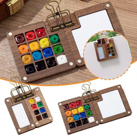 Palette de croquis portable en bois de noyer, mini-boîte à couleurs écologique, étui de voyage pour aquarelle et dessin (sans couleurs)