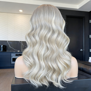 Perruque Lace Front HD Transparente 13x4 Sans Colle Respirante Cheveux Remy Cambodgiens Blond Cendré Ondulés pour Femmes Vente en Gros - Product Image 3