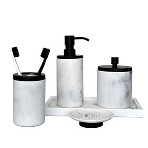 Modern European Style Household 3 Pieces Marbling Lid Plastic Bathroom Sets Luxury Bathroom Accessories For Hotels