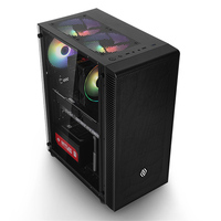 Boîtier d'ordinateur de jeu ABKO Mid Tower pré-installé avec 6 ventilateurs RGB, ports USB 3.0, accès supérieur à 360 degrés, format ATX, en acier