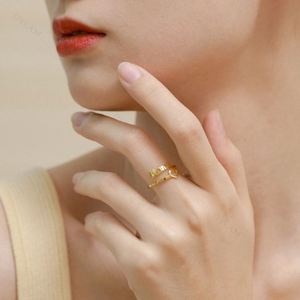 Dylam Wholesale Price Italian 18K Gold Plated Jewelry <b>Set</b> for Women Minimalist 925 Sterling MAMA Letter <b>Silver</b> <b>Ring</b> Adjustable - Product Image 2