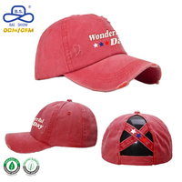 OEM Professionelle Hutfabrik Distressed Baseballkappe mit Pferdeschwanzloch für Damen, Lässige Outdoor-Kappe mit Individueller Stickerei-Logo