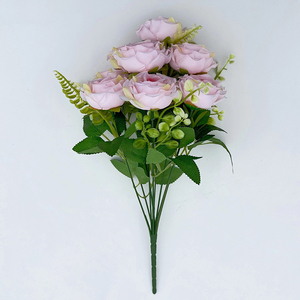 PT-R087 Venta al por Mayor Directa de Fábrica, Flor Artificial de Pared con 10 Cabezas de Seda Dorada, <span class=keywords><strong>Rosa</strong></span> <span class=keywords><strong>Naranja</strong></span> para Boda - Product Image 5