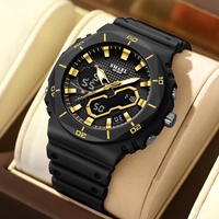 Jam Tangan Olahraga Unisex SMAEL 8120 Tahan Air Analog-Digital Bercahaya Alarm Stopwatch Tali TPU Tahan Air 5BAR ESPON