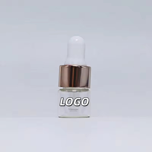 Flacon compte-gouttes en verre ambré transparent de 1 ml, 2 ml, 3 ml, 5 ml pour huiles essentielles avec bouchon rose doré - Product Image 1