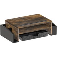 Support de moniteur ergonomique réglable en hauteur pour bureau à domicile, en bois et métal, avec plateau en noyer, support de bureau en bois et acier