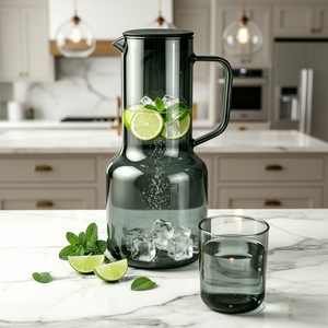 <span class=keywords><strong>Carafe</strong></span> moderne en verre borosilicate avec couvercle et poignée, 1600 ml, anti-fuite, couleur personnalisée, pour thé glacé et jus, idéale pour la porte du réfrigérateur - Product Image 1