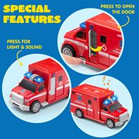 Camion de pompier jouet pour tout-petits, véhicule d'urgence à friction, en plastique, échelle 1:18, cadeau d'anniversaire pour garçons et filles