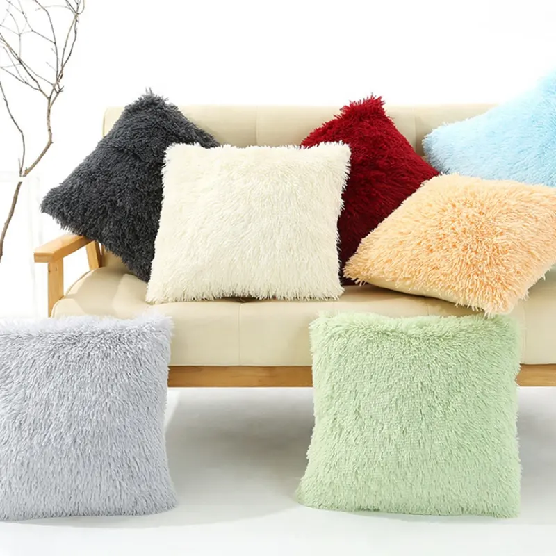 Super Soft Touch Luxury Plush PV Fleece Cushion Cover Plain Polyester Bedding Pillow Cushion for home decor