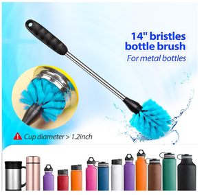 Ensemble de brosses à bouteilles en nylon avec nettoyeur de gobelets à long manche pour carafes à vin de laboratoire Récipients à bière et à vin pour couvercles et éviers à col étroit - Product Image 2