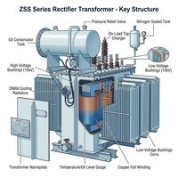 Transformateur redresseur personnalisé 2500 kVA 10 kV 50 Hz monophasé/triphasé immergé dans l'huile pour électrolyse industrielle et fusion d'aluminium et de cuivre