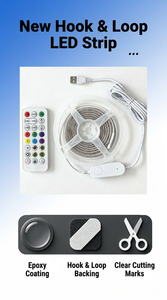 Dimmable RGB LED Strip Light Indoor <b>Kit</b> Self-Adhesive Silicone <b>Gel</b> Coated Dynamic Color High Brightness - Product Image 5
