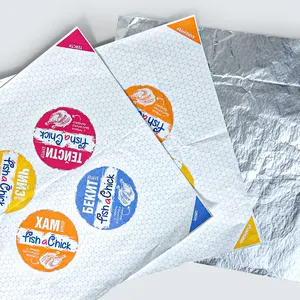 ZJPACK personalizado impreso de grado alimenticio papel de hamburguesa papel de envoltura a prueba de grasa papel de aluminio, papel de envoltura sándwich