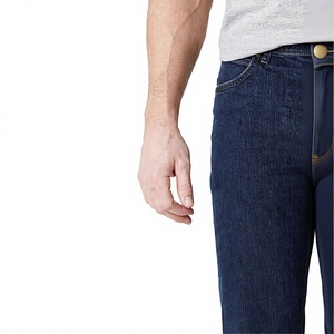 Jeans de Mezclilla para Hombre, Corte Recto, Lavado Oscuro, Cintura Media, Algodón, Estilo Casual, para Otoño - Product Image 3