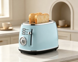 Tostadora BESTONE Azul Polvo de 2 Rebanadas con Función de Descongelar, Recalebar y Cancelar, Temporizador Mecánico, Uso Doméstico - Product Image 2