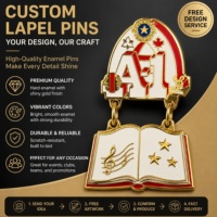 Lencana Logam Desain Kustom, Bros Label Lapisan Emas Mengkilap Kartun Kustom, Pin Kerah Enamel Keras dengan Pin Ganda Terhubung