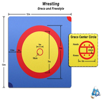 Tapis de lutte et de grappling haute sécurité 12m*12m*5cm 6cm, design cercle creux, largeur 1m, en cuir PVC et mousse XPE, personnalisable