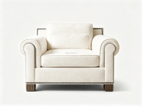 Canapé Sageliving de style français moderne avec accoudoirs roulés, coussin capitonné et pieds cannelés pour salon de luxe