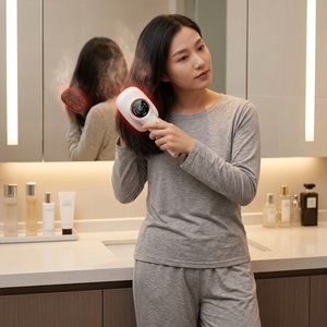 Nuovo design a vapore con acqua a vapore 3 in1 spazzola per capelli fumante 2 In 1 vibrazione rossa Led luce calda crescita pettine - Product Image 2