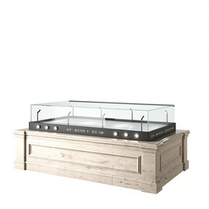 Vitrine en bois pour musée 182x80x45 cm, présentoir de comptoir avec verre UV et 8 spots LED - Product Image 2