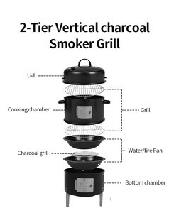 <span class=keywords><strong>Barbecue</strong></span> fumoir multifonctionnel à 3 niveaux, gril extérieur au charbon de bois, tour de fumage verticale, grils de <span class=keywords><strong>barbecue</strong></span> fumés en forme de baril - Product Image 5