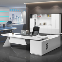 Ensemble de bureau de direction modulaire en L moderne avec chaise, plateau supérieur en bois, tiroirs de rangement, usage commercial, construction en MDF durable