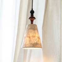 Lampe suspendue en bois, luminaire suspendu en forme de coquille, douille E27, lampe d'ambiance chaude pour chambre à coucher, salle à manger