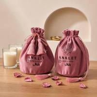 Kantong Beludru Mewah Custom Print dengan Tali Serut untuk Parfum, Pena, Jam Tangan, Perhiasan, Hadiah, Makeup, Kalung, Gelang, Anting