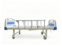 Lit d'hôpital à double manivelle avec sommier à lattes, revêtement en poudre antibactérien, table de lit optionnelle pour les salles de patients