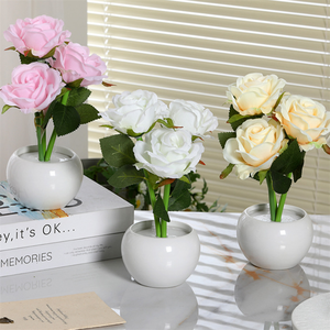 Home Ornaments Pink Rose Flower <strong>Pot</strong> <strong>Night</strong> Light Indoor Tabletop Decoration Romantic Atmosphere - Product Image 6