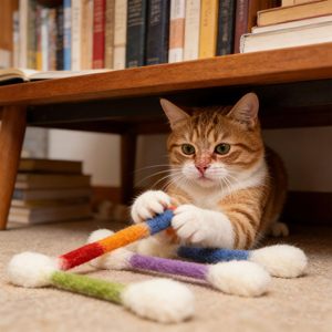 Jouet pour chat en feutre de laine 100% fait main et écologique, avec herbe à chat, surdimensionné, en forme de coton-tige, interactif, à mâcher, pour le nettoyage des <span class=keywords><strong>dents</strong></span> et le soulagement du stress - Product Image 5