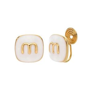 Boucles d'oreilles à clip en alliage, design géométrique carré tendance coréen haut de gamme, lettre M, mignonnes, style encens anti-moustiques, pour fête et cadeau - Product Image 5