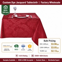 Nappe Jacquard Personnalisée 100% Polyester Imperméable Anti-taches Motif Floral pour Mariage, Fête, Banquet, Maison, Hôtel