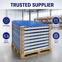 Tuile de toit sandwich en mousse EPS ondulée bleue, panneau de toiture métallique isolé pour la construction de maisons préfabriquées et la toiture d'entrepôts