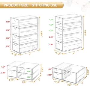 PET Modern Multiple Drawers Rectangle Transparent Plastic Eco-Friendly Desk Organizer Office <b>Stationery</b> <b>Storage</b> - Product Image 2