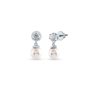 Elegantes pendientes de gota de oro blanco y diamantes con diseño delicado para eventos formales y ocasiones nocturnas de la India - Product Image 2