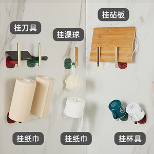 Suction Cup <b>Hook</b> Wall Mounted Storage For Kitchen With Strong <b>Adhesion</b> No Drilling Required Luxury White Green Finish - Product Image 5