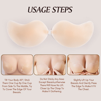 Soutien-gorge adhésif en silicone invisible push-up sans bretelles ni dos pour femme grande taille, idéal pour robe de mariée ou de soirée