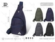 Borsa da petto da uomo in nylon tinta unita con cerniera a tre strati per uso quotidiano in tutte le stagioni - Product Image 1