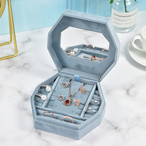Taimy petite boîte à bijoux bleu Mini voyage étui à bijoux Portable velours bijoux bague boîte porte-boucle d'oreille pour femmes bijoux Pack - Product Image 1