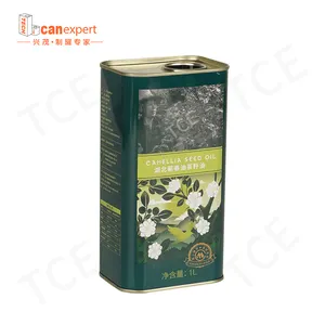 Food Grade 1l Edible Oil Sunflower Oil Can Packaging Square Tin Can 2l Olive Oil Metal Tin Jars With Plastic Lid